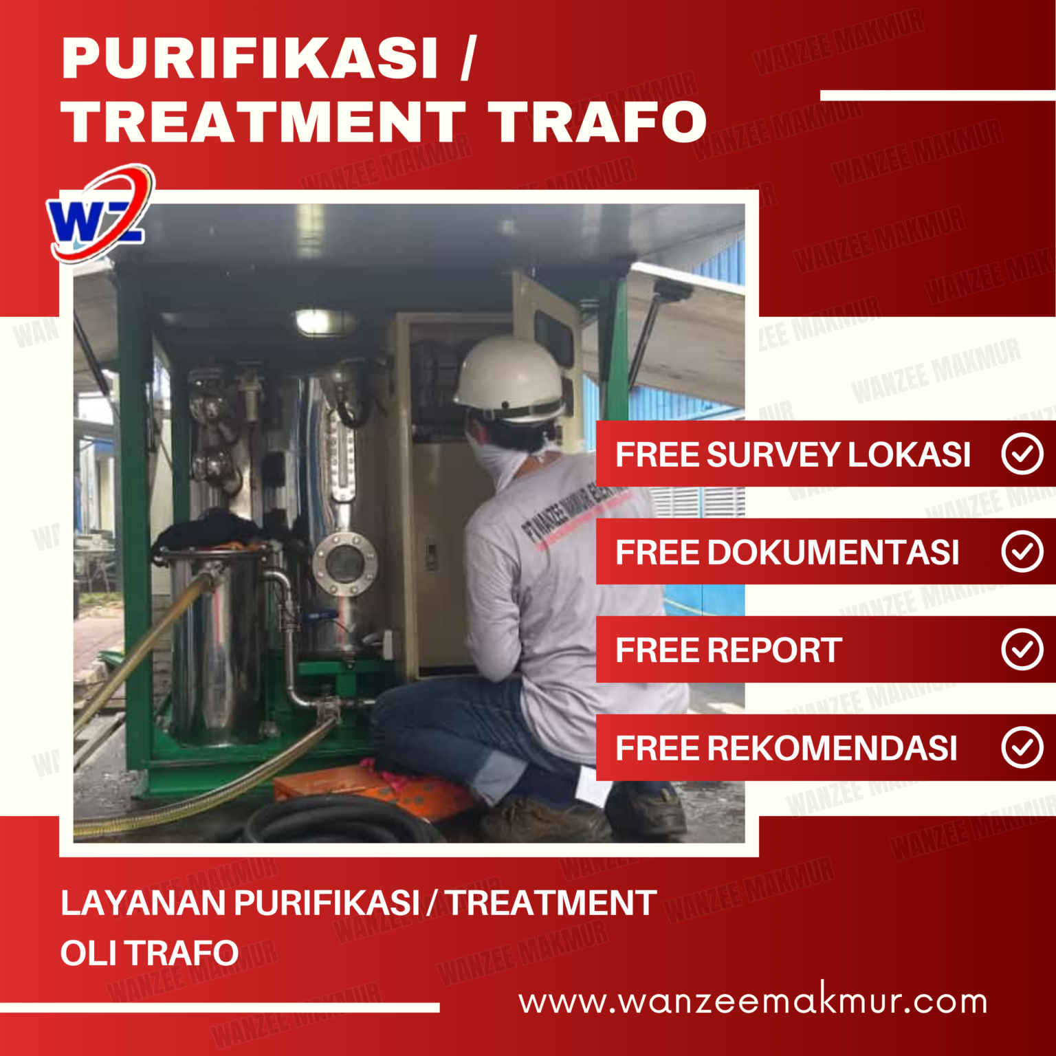 Proses filter oli trafo atau purifikasi oli trafo distribusi industri di kawasan industri MM2100 Cikarang