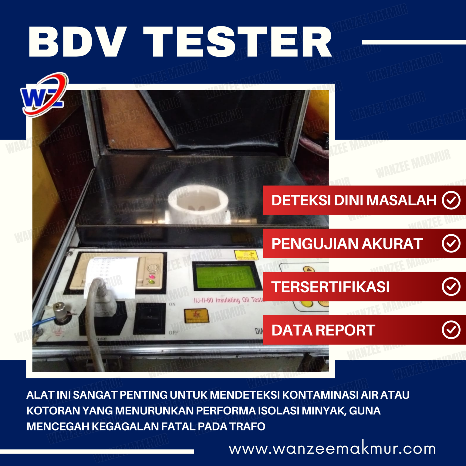 Alat ini sangat penting untuk mendeteksi kontaminasi air atau kotoran yang menurunkan performa isolasi minyak, guna mencegah kegagalan fatal pada trafo