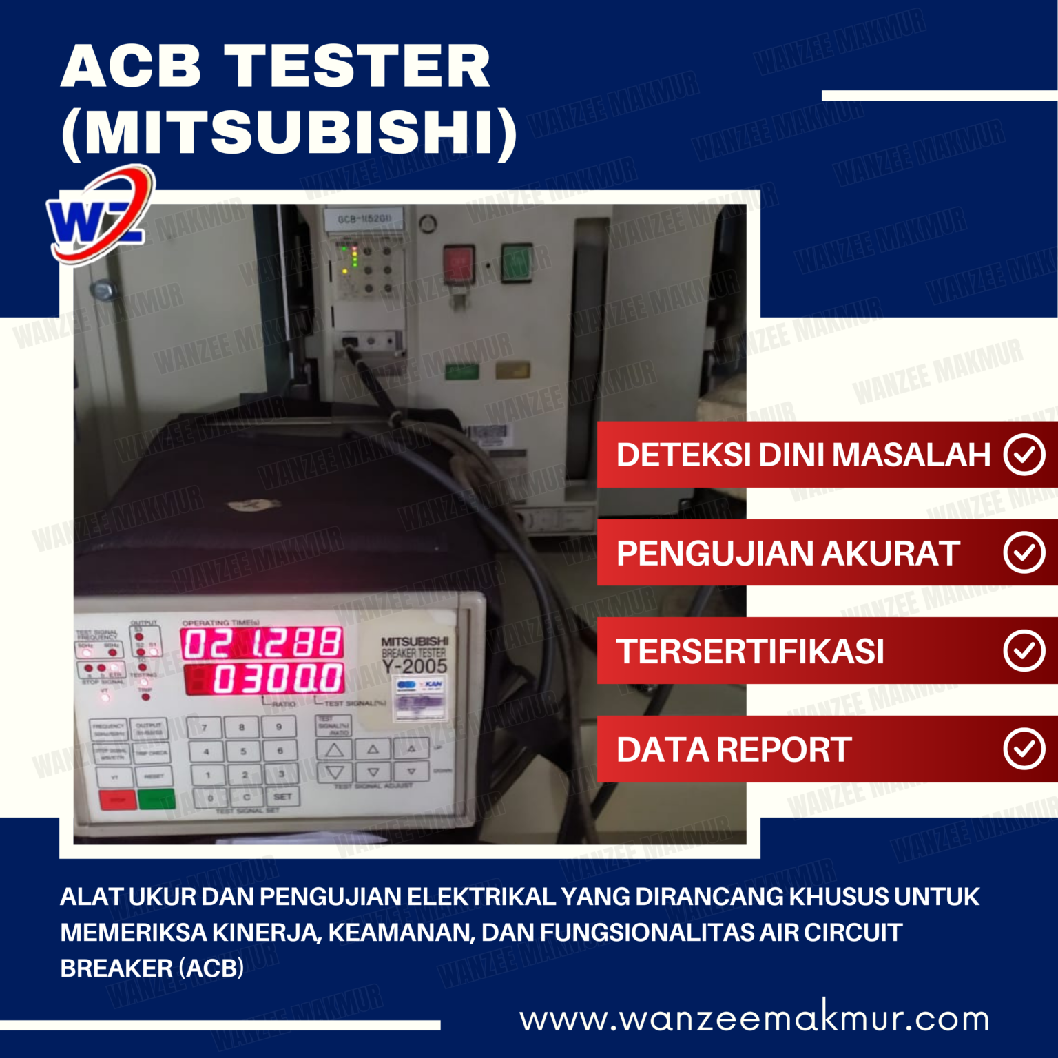 alat ukur dan pengujian elektrikal yang dirancang khusus untuk memeriksa kinerja, keamanan, dan fungsionalitas Air Circuit Breaker (ACB)