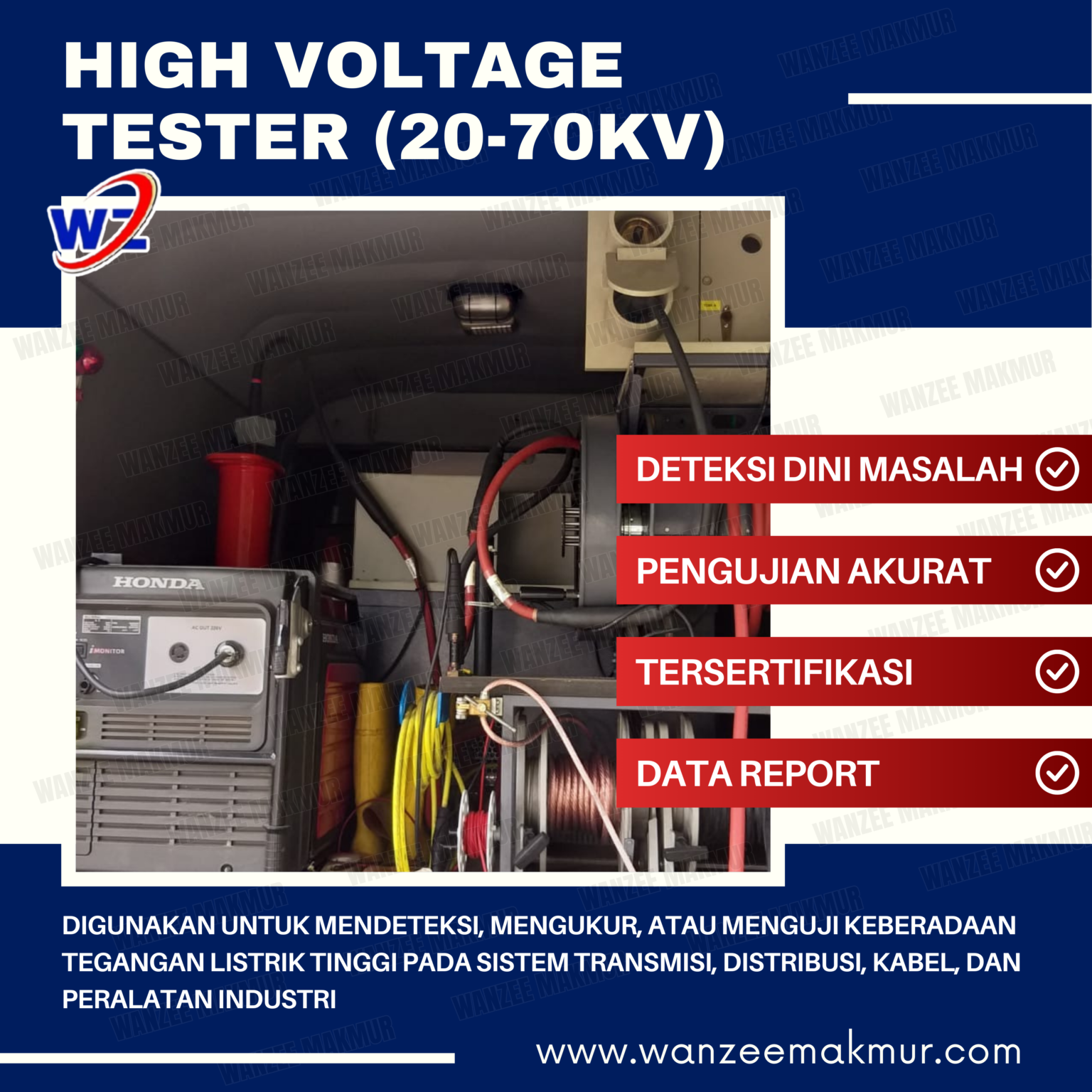 digunakan untuk mendeteksi, mengukur, atau menguji keberadaan tegangan listrik tinggi pada sistem transmisi, distribusi, kabel, dan peralatan industri