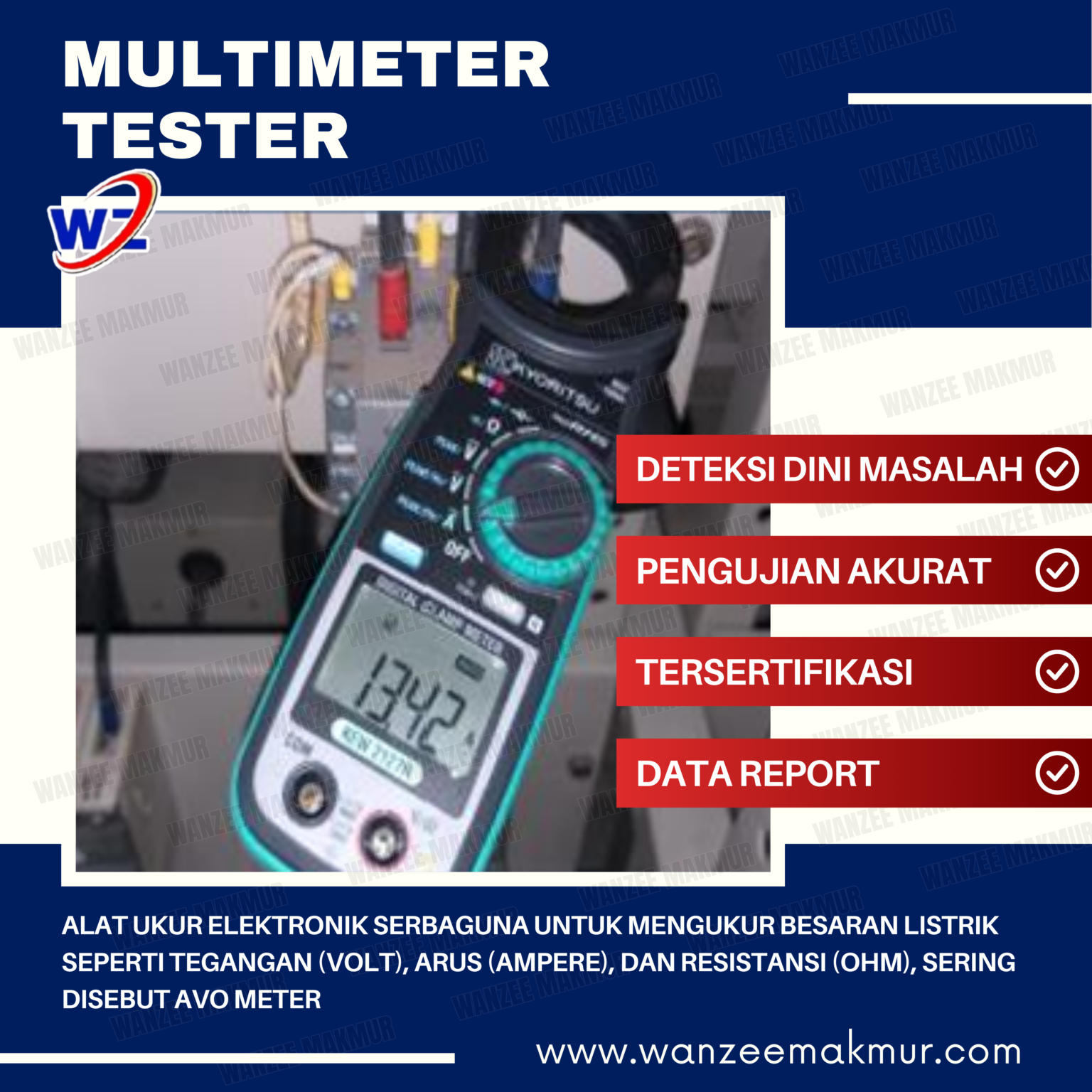 alat ukur elektronik serbaguna untuk mengukur besaran listrik seperti tegangan (Volt), arus (Ampere), dan resistansi (Ohm), sering disebut AVO meter