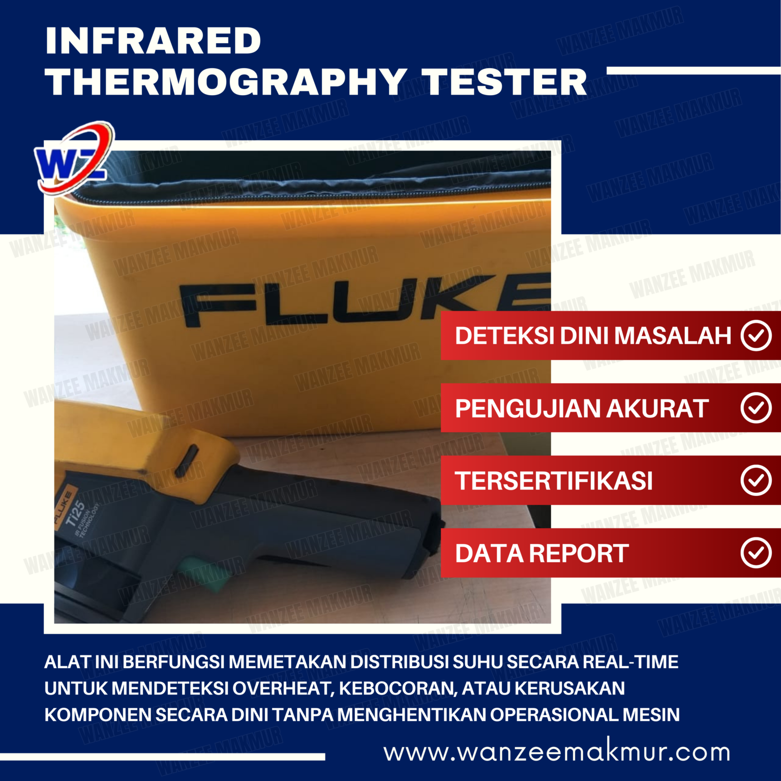Alat ini berfungsi memetakan distribusi suhu secara real-time untuk mendeteksi overheat, kebocoran, atau kerusakan komponen secara dini tanpa menghentikan operasional mesin