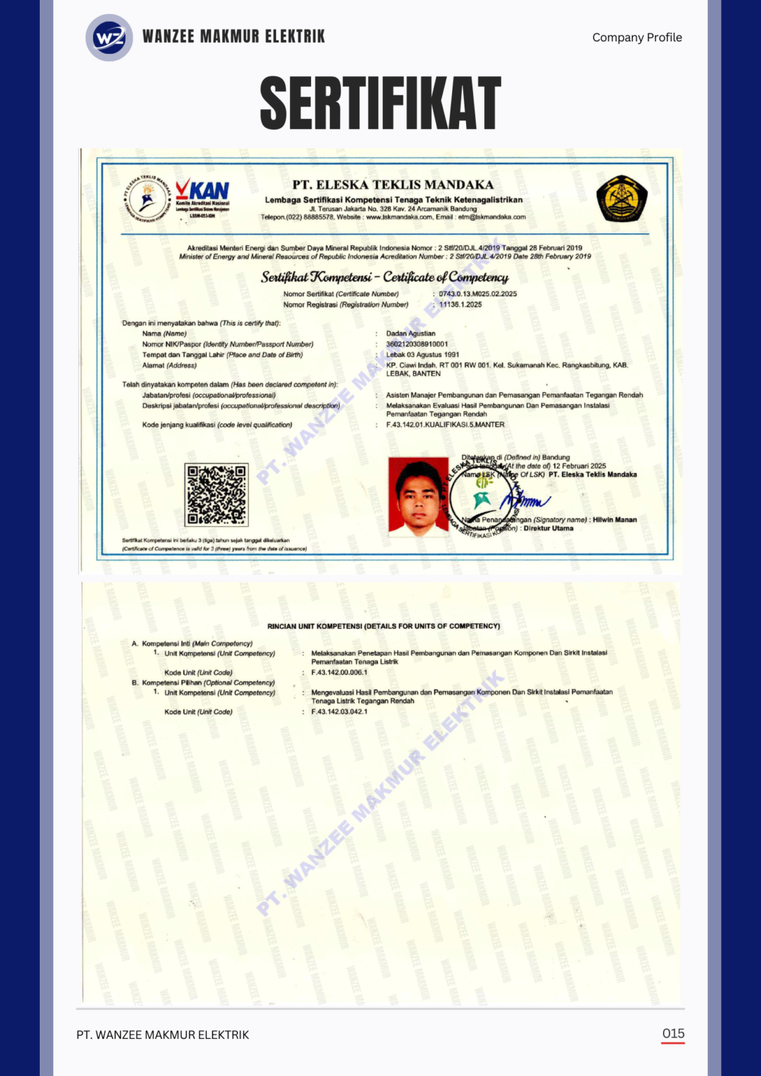 sertifikat dadan tegangan rendah