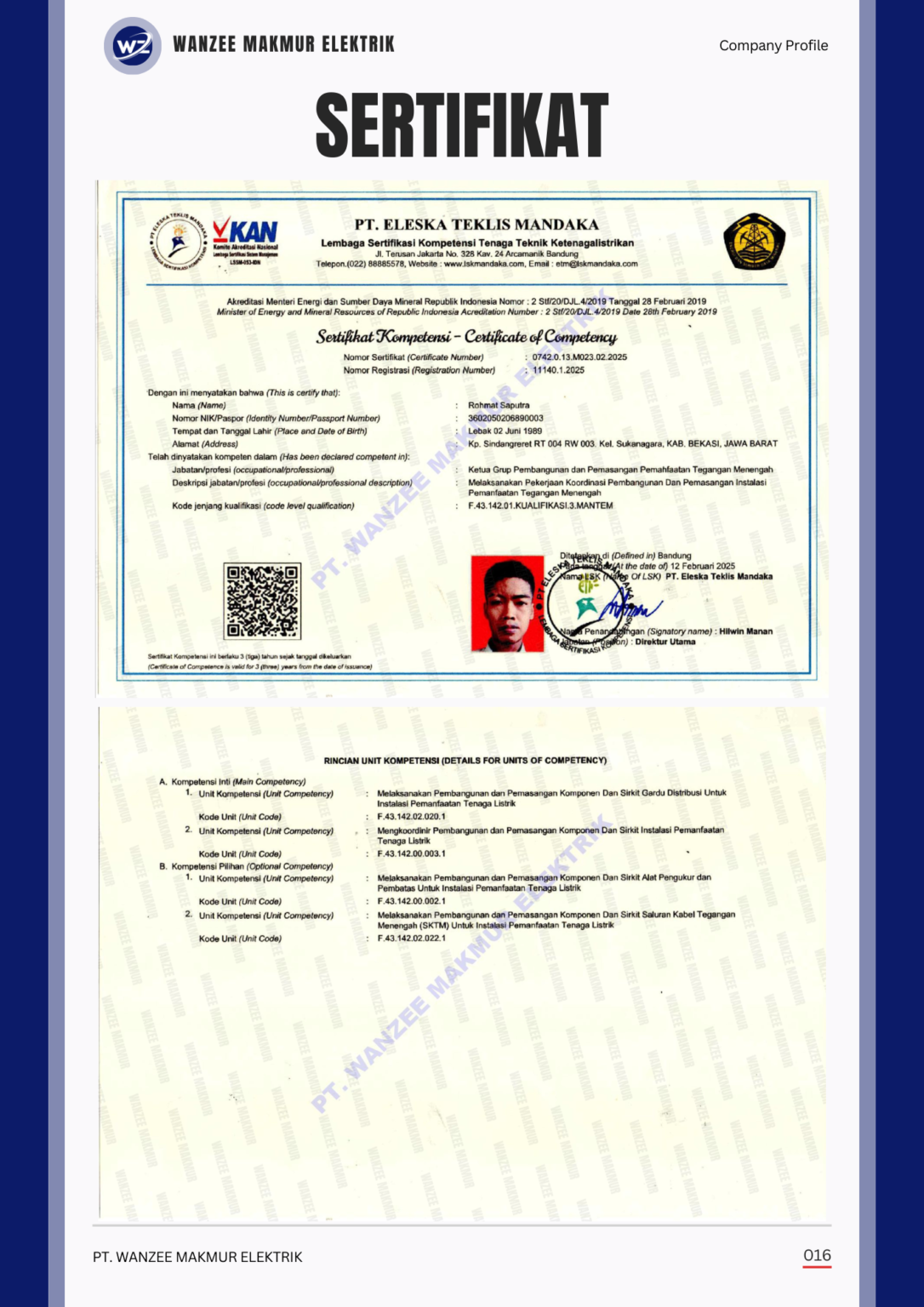 sertifikat rohmat tegangan menengah