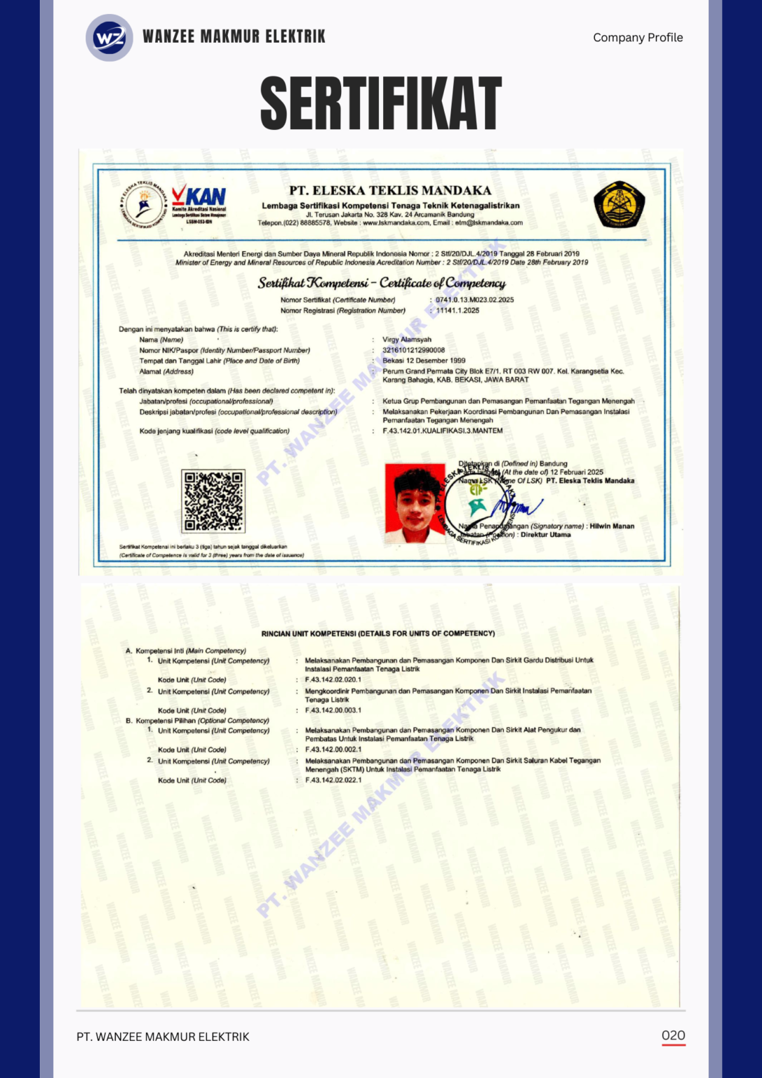 sertifikat virgy tegangan menengah